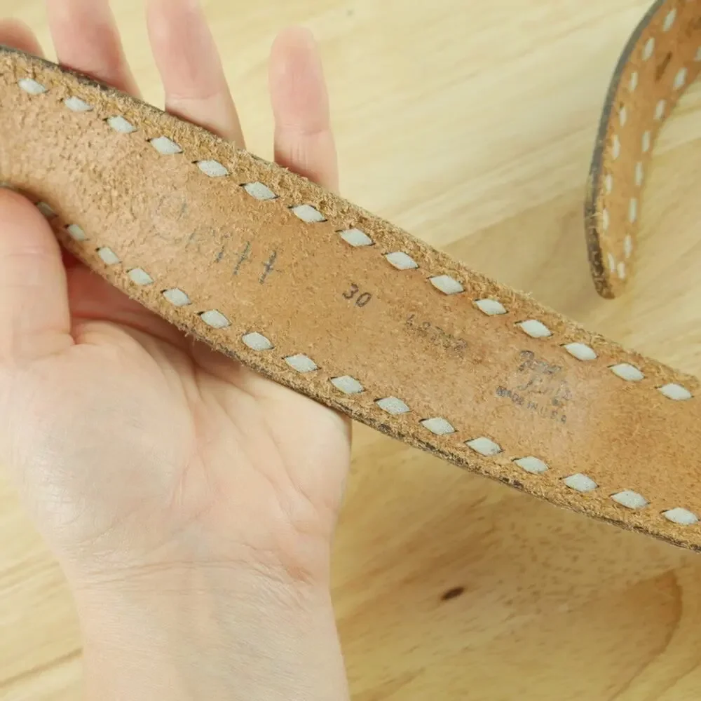 Vintage Tony Lama Western Belt‎ Tooled Leather CRITT Painted Cowboy Size 30 USA